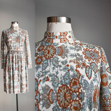 1970s Paisley Longsleeve Dress 