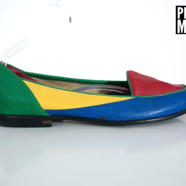 Super Fun &amp; Comfy Vintage 80s Color Block Loafers Shoes 