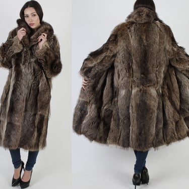 Long Full Length Real Raccoon Fur Maxi Jacket Overcoat 