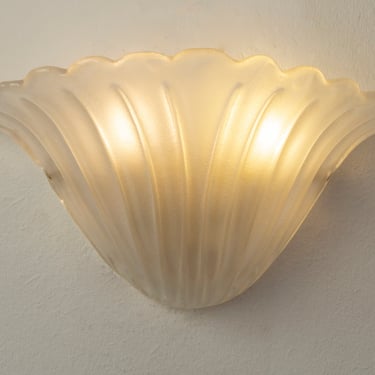 Elegant and large Murano glass wall sconce whitish frost color, wall lamp Made in Italy 