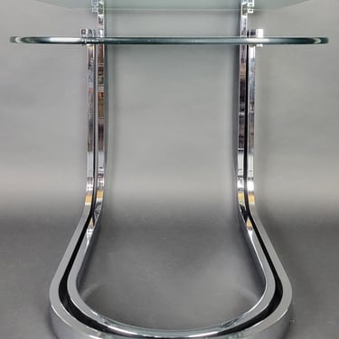 Pair of Mid Century Chrome &amp; Glass Nesting Tables