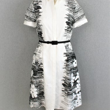 Carolina Herrera - Black /White - Shirtwaist Dress - Fully Lined - Estimated size 8/10 