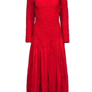 Mara Hoffman - Red Textured Low Back Drop Wait Maxi Dress Sz L