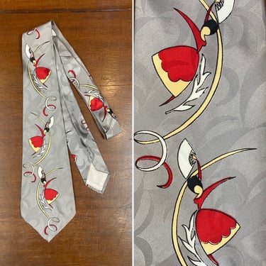 Vintage 1940’s Carmen Miranda Rockabilly Swing Neck Tie, Carmen Miranda, Vintage Shirt, 1940’s Tie, Swing Tie 