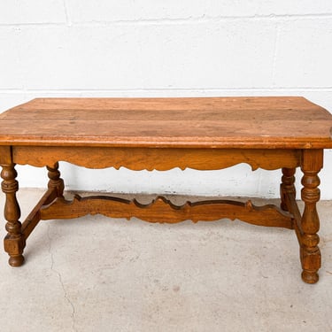 Primitive carved Wood Bench Stool 