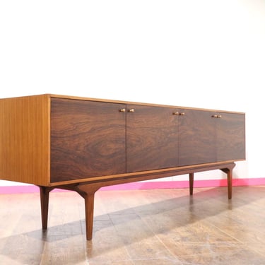 Mid Century Modern Vintage Rosewood and Teak Credenza Sideboard by Everest Danish G Plan Style 