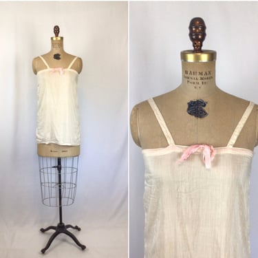 Vintage Edwardian chemise | Vintage ivory silk slip | 1910s cream camisole tank top 