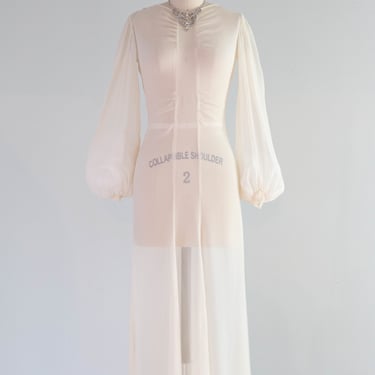 Ethereal 1930's Sheer Ivory Silk Chiffon Wedding Dress / XS