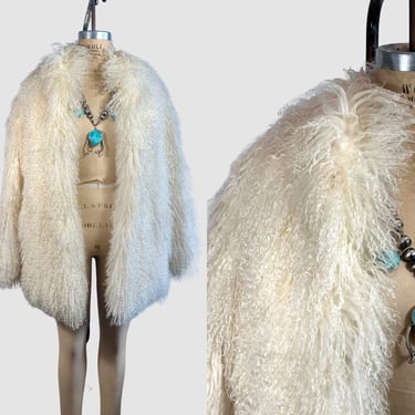 MONGOLIAN PLUSH Vintage 70s Fur Jacket | 1970s Robert Schechmer Shearling Curly Lamb Sheep Coat | 60s Glam, Hippie Penny Lane | Small Medium 