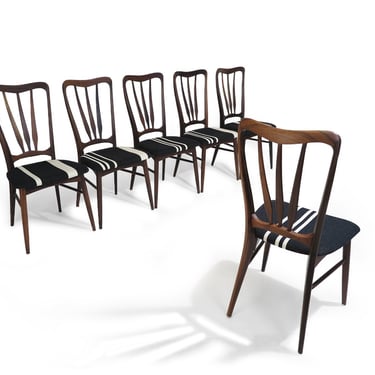 Six (6) Niels Koefoed for Koefoeds Hornslet Sculptural Rosewood Dining Chairs