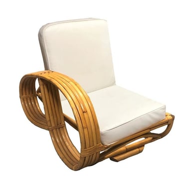 Restored Rattan Five-Strand Reverse 3/4 Pretzel Single Arm Lounge Chair 