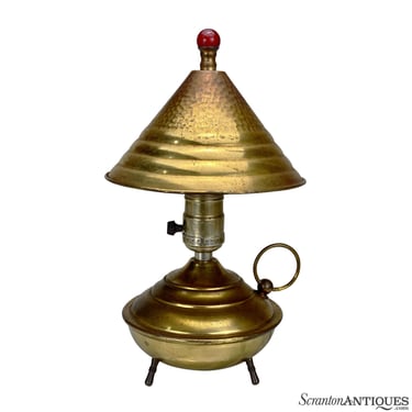 Antique Arts & Crafts Hammered Brass Desk Light Table Lamp