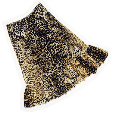 Jean Paul Gaultier flocked leopard print mesh skirt