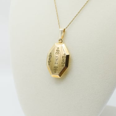 Antique 12kt Goldfill Octagonal Locket | Initial R 