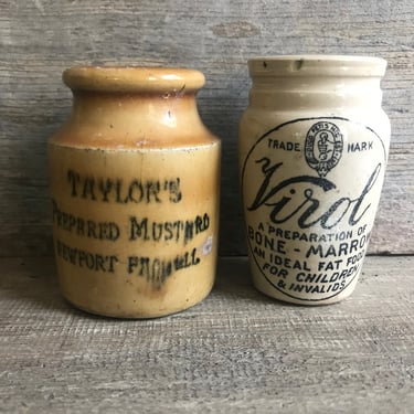 19th C Taylors Mustard Pot, Jar, Stoneware, Stamped Newport Pagnell England 