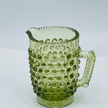 Vintage Fenton Small   Hobnail Green  Glass Footed Creamer-Lovely Condition- 