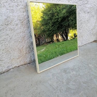 XL Vintage Wall Mirror / Design Makio Hasuiki for Gorenje/ Japanese Minimalist Design Mirror / White Wall Mirror / Makio Hasuiki Design/ 70s 