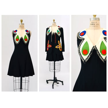 90s Vintage Black Moschino Dress With Butterflies Cheap & Chic made in Italy Small Medium Black Moschino Butterfly Dress Franco Moschino 