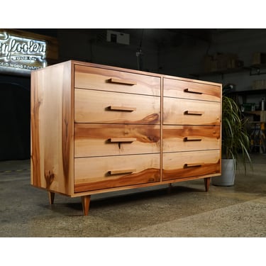 READY TO SHIP - Lowboy Dresser, 8 Drawers, Modern Lowboy, 8 Drawer Lowboy, Solid Hardwood Dresser (Shown in Madrone) 