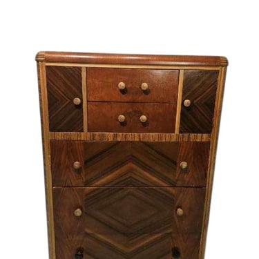 STUNNING 1930s Inlay Wooden Dresser with Five-drawers and Two-doors