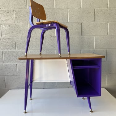 American Seating Company Kid's Desk,  Purple and White 