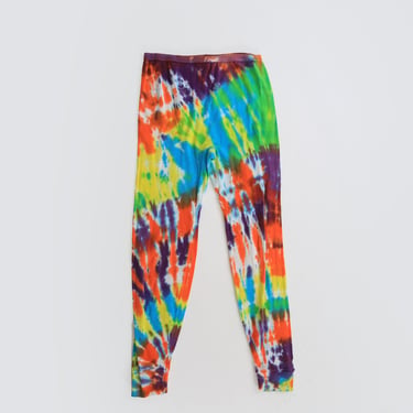 Vintage 90s rainbow Tie Dye cotton long johns Pjs 