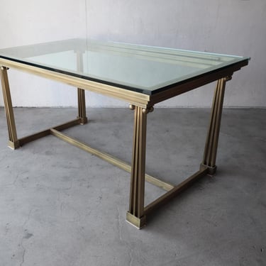 1970s Brass and Glass Desk Table by Mastercraft 