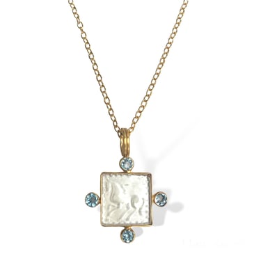 Equestrian Intaglio  + Blue Topaz Necklace