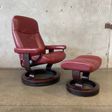 Modern Leather Recliner With Footstool By Ekornes Stressless