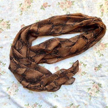 1990's Brown Snakeskin Scarf, Wrap or Shawl 