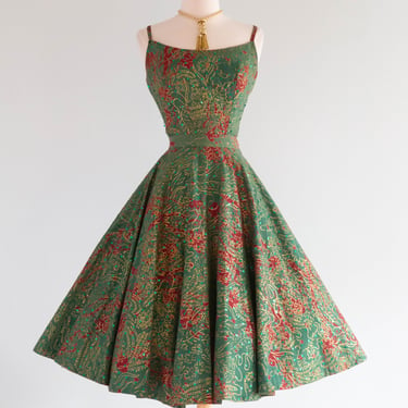 Festive & Fabulous 1950's Maya de Mexico Screen Print Circle Skirt Set / XS