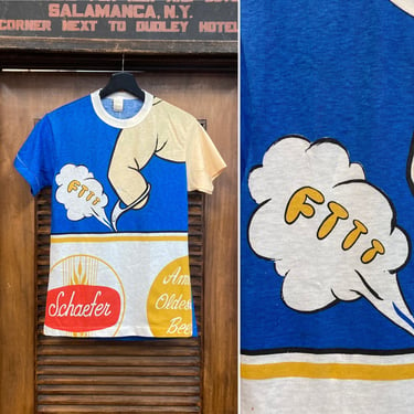 Vintage 1960’s -Deadstock- “Schaefer” Beer Cartoon Pop Art Cotton Tee-Shirt, 60’s T Shirt, Vintage Clothing 