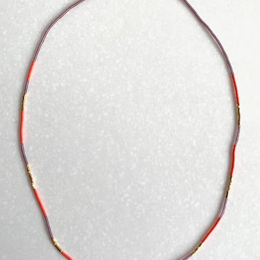 Debbie Fisher | Coral + Purple Seed + Gold Vermeil Necklace
