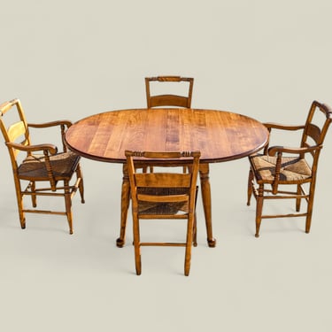Vintage Maple Dining Set, Hitchcock Nichols Stone Chairs, Drop Leaf Table, Colonial, Antique, Wood 