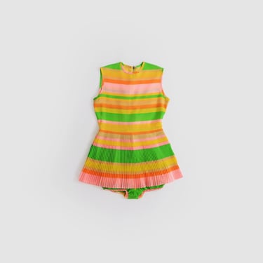 60s neon rainbow striped playsuit romper 