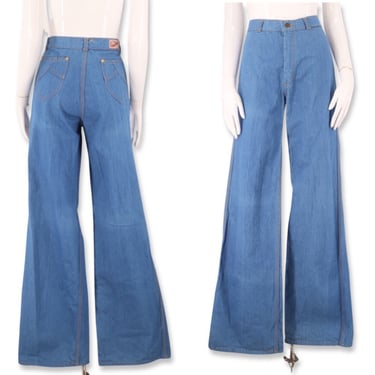 70s LANDLUBBER denim bell bottom jeans 28", vintage 1970s wide leg bells, 70s high rise jeans, 70s pants, 70s flares , 70s bells sz 8 