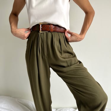Vintage Seaweed Pleated Trousers