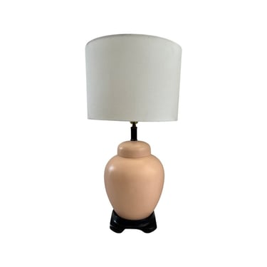 Mid century modern Art Deco pink bisque asian table lamp 