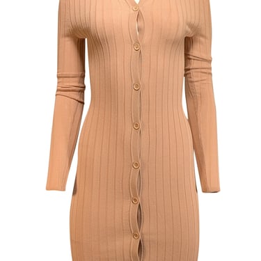 Ronny Kobo - Sand Beige Ribbed Knit Cardigan Dress Sz XS