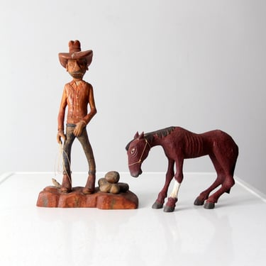 vintage American folk art cowboy and horse 