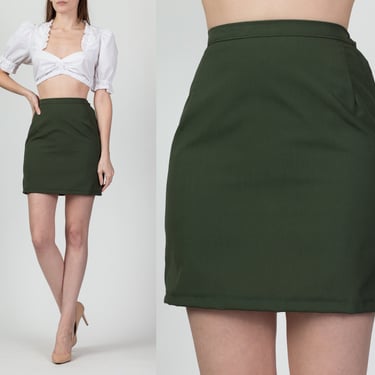 70s Army Green Cut Off Mini Skirt Extra Small 24.5 Vintage Flying Apple Vintage Los Angeles CA