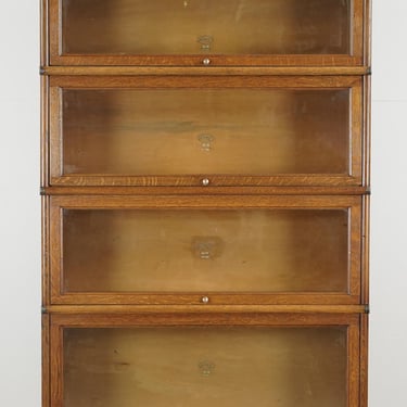 4 Section Quartersawn Oak Macey Barrister Bookcase