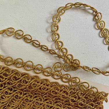 Vintage Gold Trim, Made In Japan, Sewing Trim, Gold Tone Design, Gold Braid, On Original Bolt, Notions 