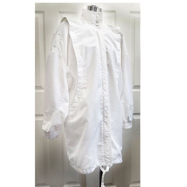 80's White Long Jacket by Stephano NEW WAVE 1980's Vintage Cotton Summer Jacket Overcoat 