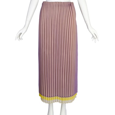 Issey Miyake Vintage Lavender Yellow Beige Rounded Scallop Pleated Skirt