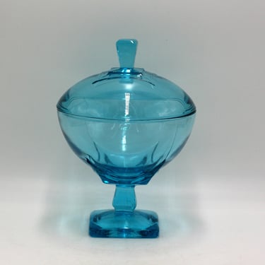 vintage Hazel Atlas Capri Blue Candy Dish Compote 