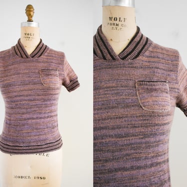 1970s Purple and Brown Marled Sweater 