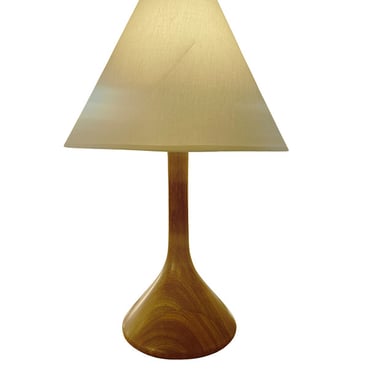 Table Lamp With white/cream Shade<br />Walnut<br />27″ H