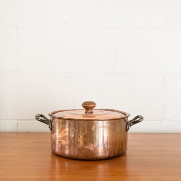 vintage french copper lidded pot