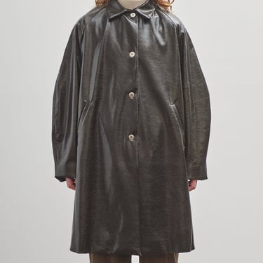 Cordera Faux Scratched Leather Coat, Black